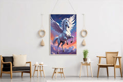 Painting of White Flying Unicorn Wall Art