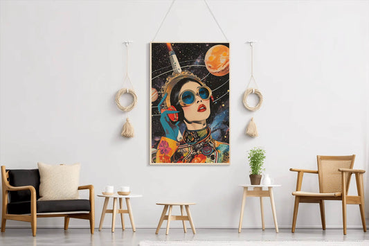 Collage Retro space background collage art - beink online art store