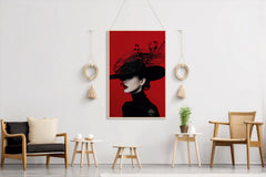 Elegant Lady With Black Hat Modern Wall Art