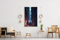 Friends In Night Alleyway  Anime Wall Art