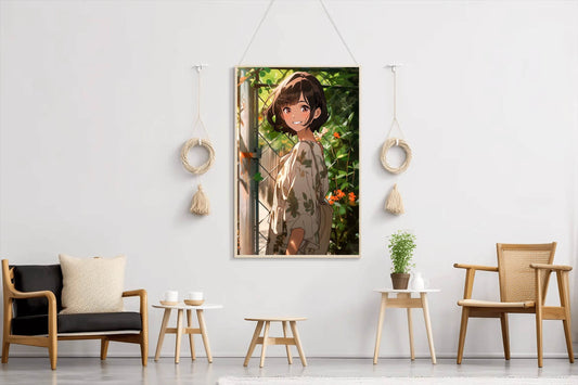 Beautiful Anime Character Garden scene - beink online art store