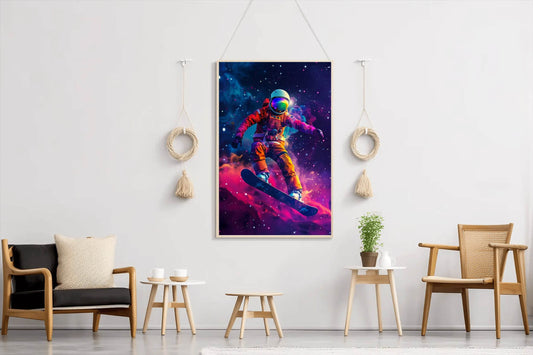 An astronaut riding a surfboard The concept of space travel wall art - beink online art store