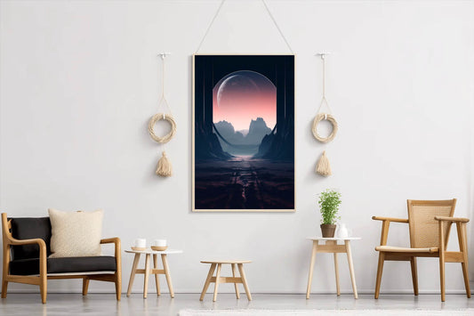Moon Between The Mountain Wall Art - beink online art store