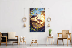 Painting of Beautiful Stork Pair Wall Art - beink online art store