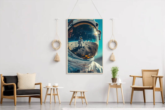 Astronaut Helmet Reflection on moon Wall Art - beink online art store