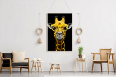 Yellow Cool Look Giraffe With Goggle Wall Art