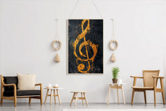 Yellow Musical Notes Wall Art