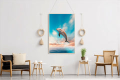 Fantsy Dolphin Jumping Out of Water Wall Art