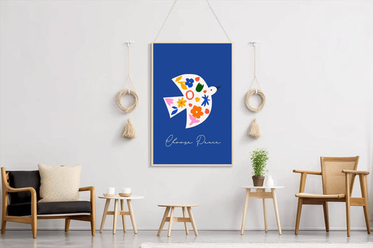 Bird Painting Decorated With Flowers Wall Art - beink online art store