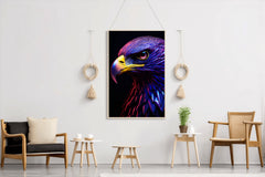 Golden Eagle Painted Blue and Pink Bird Wall Art