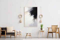 Black and White Brush Stroke Abstract Wall Art