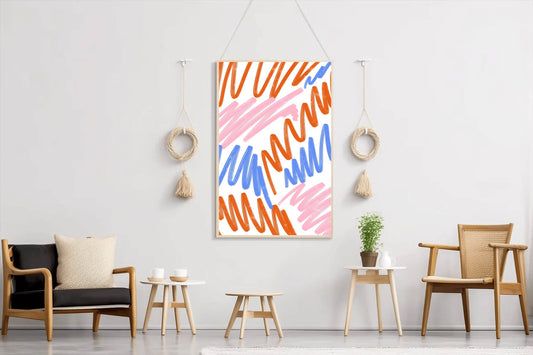 Colorful Lines on White Background Wall Art - beink online art store