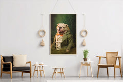 Comical Bulldog Wearing Coat Animal Wall Art