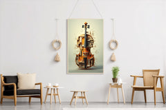 Violin Made of Blocks And Pieces of Wood Wall Art