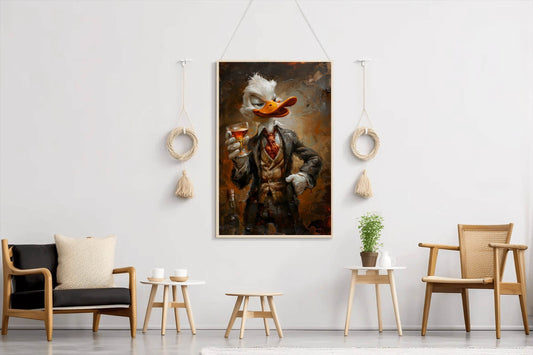 Shady Scrooge Donald Duck Holding Glass Wall Art - beink online art store