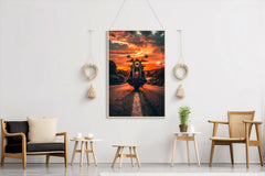 Motorcycle in Sunset Wall Art