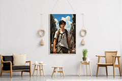 Short Curly Black Hair Adventure Character Anime Wall  Art