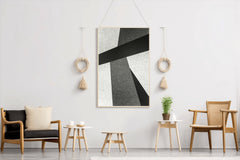 Black and White Lines Abstract Wall Art