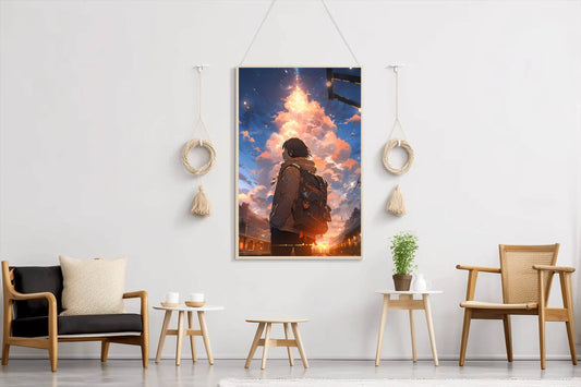 Anime landscape of Person Traveling Anime Wall Art - beink online art store