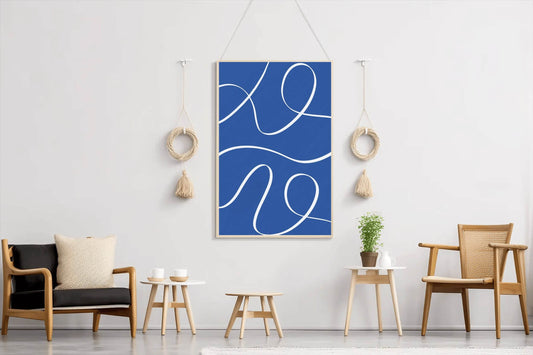 White Lines on A Blue Background Wall Art - beink online art store