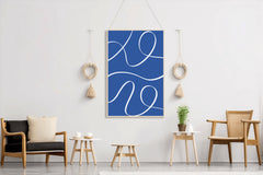 White Lines on A Blue Background Wall Art