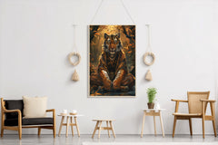 Painting of Lion Sitting in Jungle Wall Art