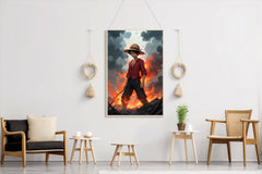 Monkey D. Luffy on Fire Anime Wall  Art