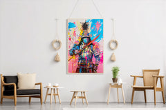 Futuristic Samurai Warrior in Vibrant Colors Wall Art