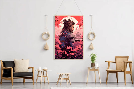 Samurai In Blossoms Anime Wall Art - beink online art store