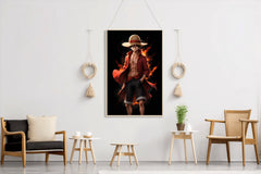 Monkey D. Luffy Character  on Fire Anime Wall  Art