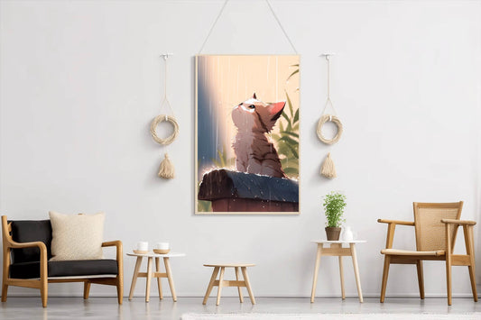 Rainy Weather Cats Anime Wall Art - beink online art store