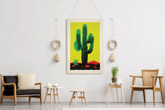 Vibrant Green Saguaro Cactus Wall Art