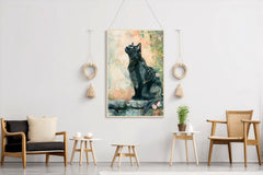 Watercolor Black Cat Animal Wall Art