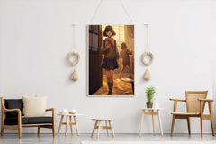 Young Student Attending School Anime Wall  Art