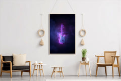 Electric Rock Guitar With Neon Lights Wall Art