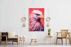 Pink and Blue Painted Eagle Bird Wall Art