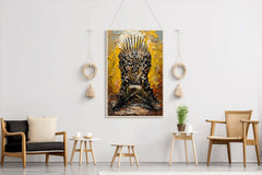 Painting Of A Chair Made Of Daggers And Swords Wall Art