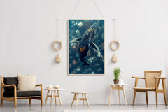 Whale Fantasy Flying Over Buildings Wall Art - beink online art store