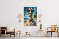 Painting of Funny Giraff Wearing Goggle and Cool Shirt