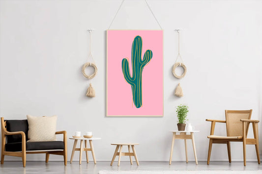 Green Cactus Painting Wall Art - beink online art store