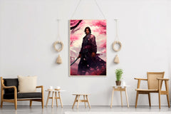 Slender Male Samurai With Short Black Hair Anime Wall Art