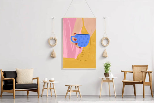 Contemporary Woman With Coffee in Hand Wall Art - beink online art store