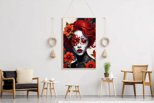 Day of the Dead Female Face Paint Illustration Wall Art - beink online art store