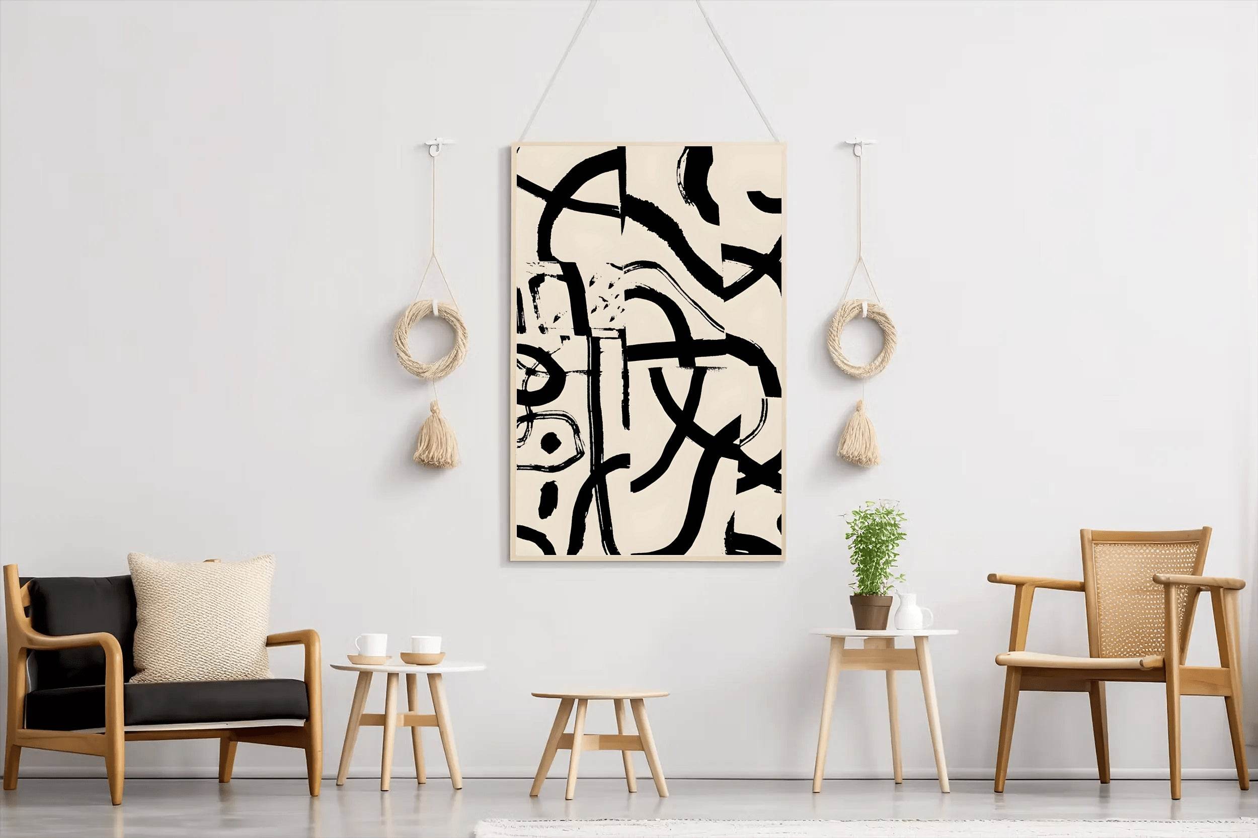 Black Ink Scribble Modern Wall Art - beink online art store