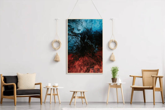 Blue and Red Water Color Liquid Abstract Wall Art - beink online art store