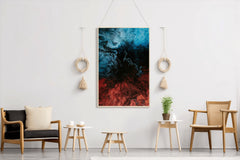 Blue and Red Water Color Liquid Abstract Wall Art