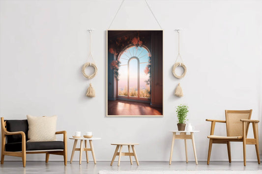 Window with Surreal and Magical Landscape Anime Wall Art - beink online art store