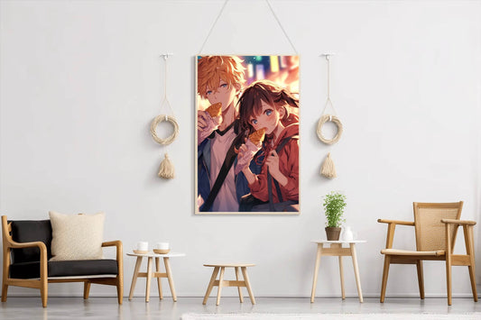 Anime style Boy and Girl couple Wall Art - beink online art store