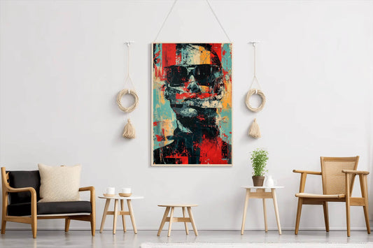 Oil Paint Strokes of Funky Man With Glasses Wall Art - beink online art store