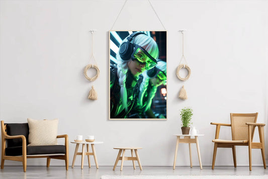 Cyberpunk Warrior Girls Wall Art - beink online art store